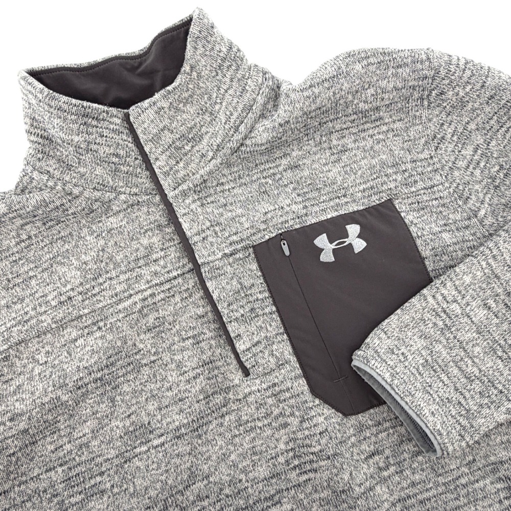 Under Armour Pullover Mens L Gray Excellent Polartec ColdGear 1/4 Snap 1316276